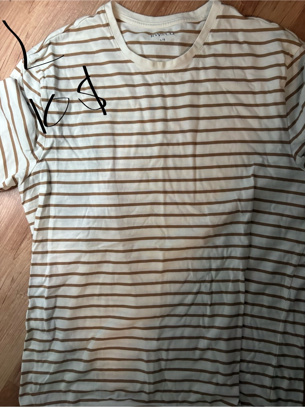 RW&CO. Cream and Tan Striped Short Sleeve Tee